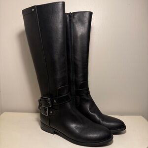 G.H. Bass Wyatt Buckle Tall Leather Boots Women’s Size 8 Black Western Zip Boot